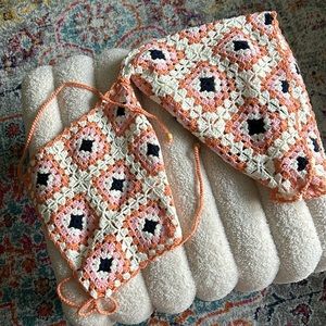 Nativa Boutique Orange Crochet Flower Cut Out Knitted Dress